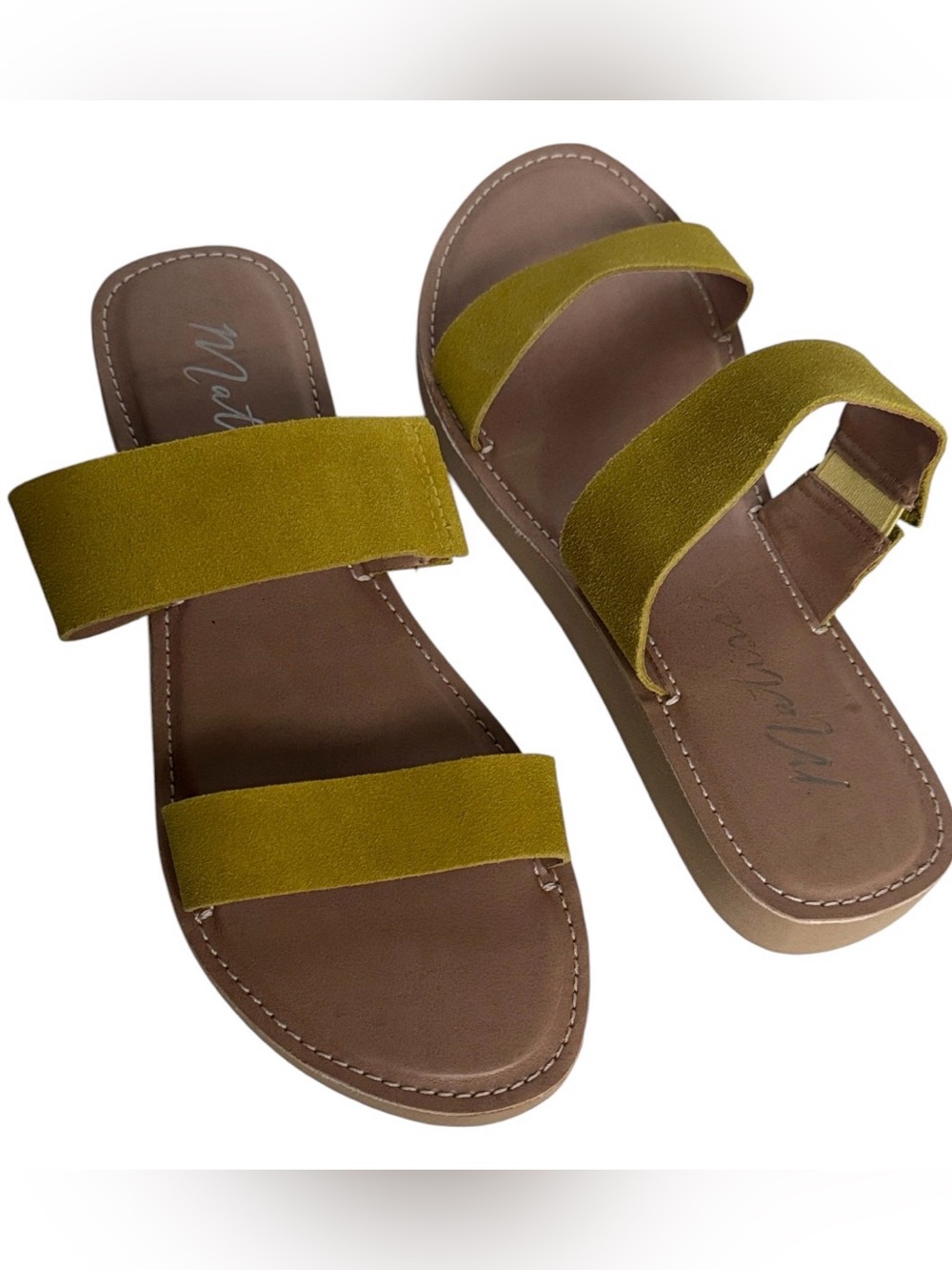 MATISSE Tees Women's Two-Strap Olive Green Slide-on Sandal Summer Comfy 10M NEW